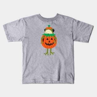 Frog in a Halloween pumpkin costume Kids T-Shirt